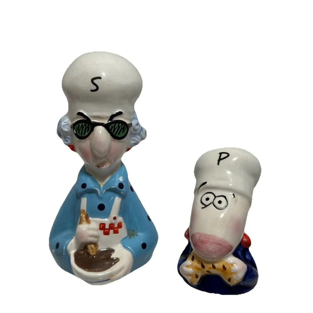 Vintage MAXINE & FLOYD- Salt/Pepper Shakers Hallmark Funny Kitchen Decor AS IS‎